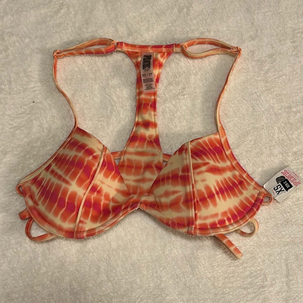 NWT PINK Victoria’s Secret XS tie dye adjustable bikini top